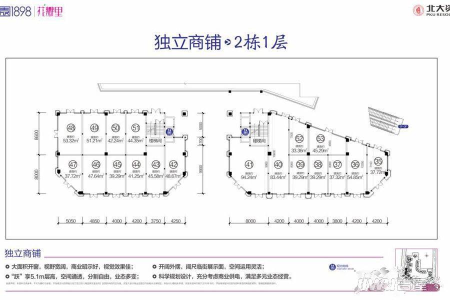 北大资源公园1898花瓣里1室1厅0卫53㎡户型图