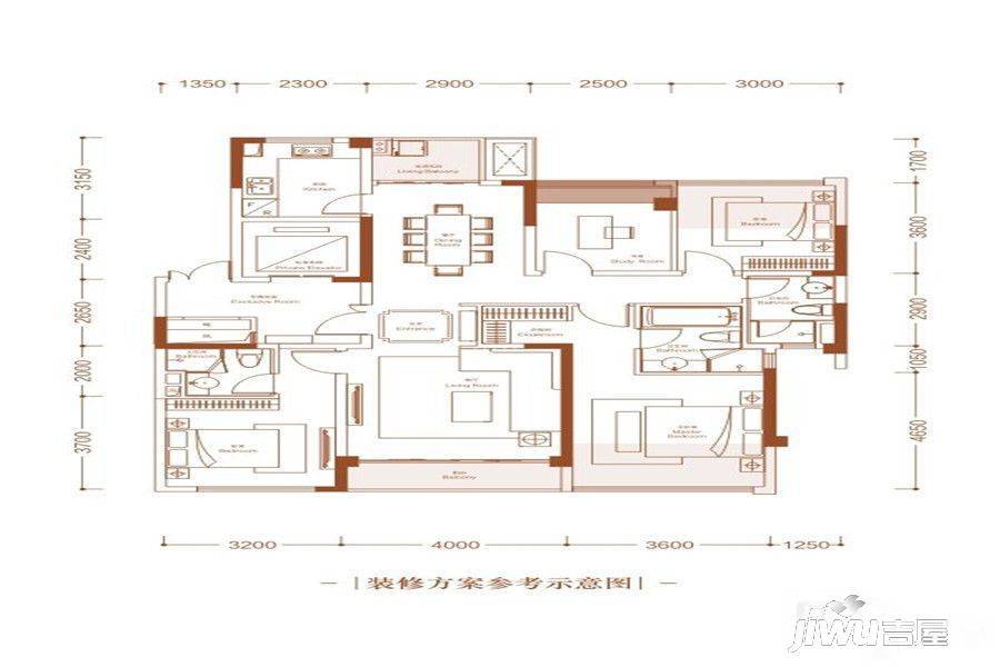 蓝光雍锦世家4室2厅3卫146㎡户型图