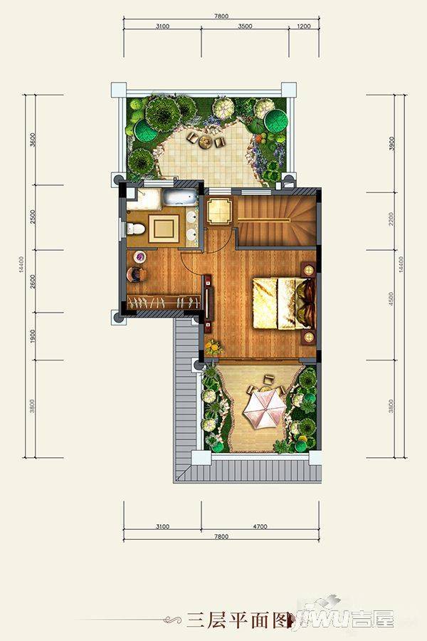 恒大上林苑4室3厅3卫202㎡户型图