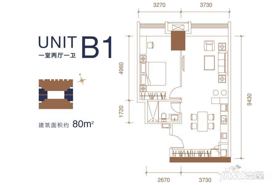 成都ICC天峻
                                                            1房2厅1卫
