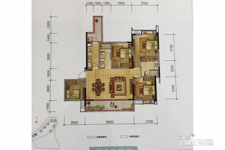 三利麓山城4室2厅2卫125.6㎡户型图