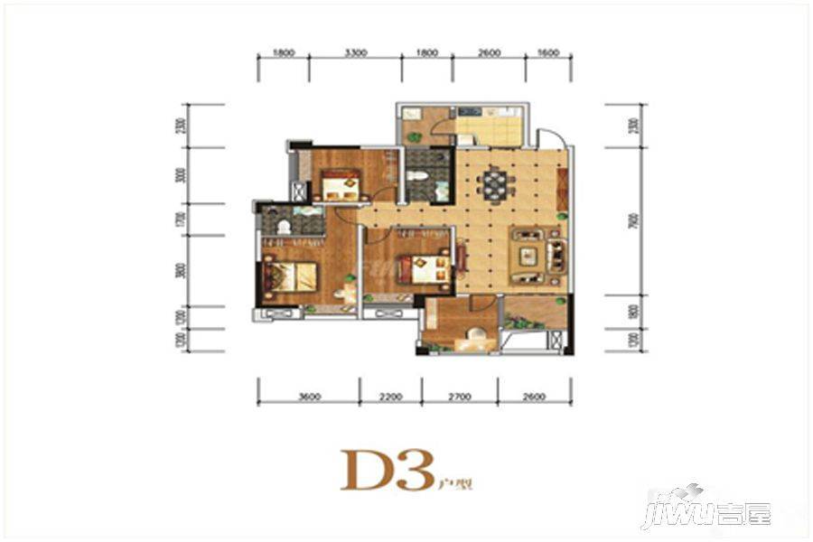 洲际亚洲湾商铺4室2厅2卫121㎡户型图