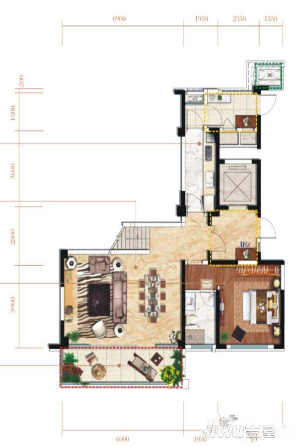 蓝光雍锦阁商铺4室3厅3卫206㎡户型图