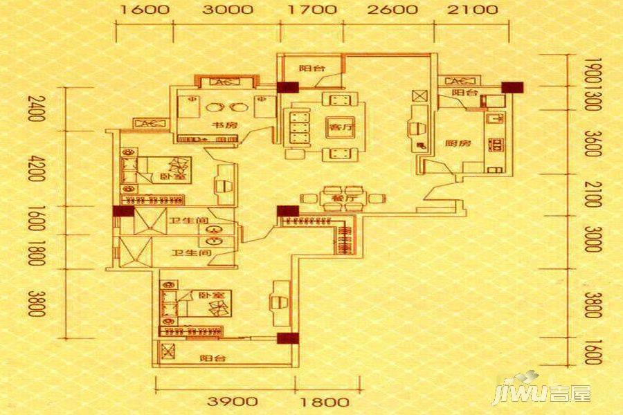 天际首府3室2厅2卫127㎡户型图