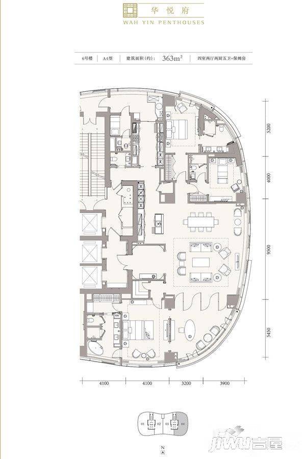 成都银泰中心华悦府5室2厅5卫363㎡户型图