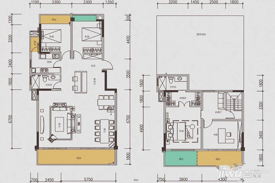 嘉源红郡4室4厅2卫211㎡户型图