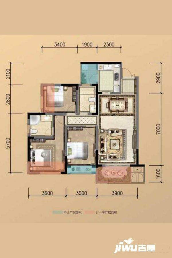 葛洲坝紫郡蘭园3室2厅2卫101㎡户型图