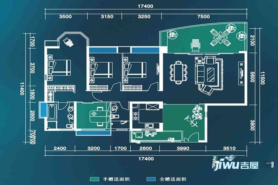 珠江御景湾4室2厅2卫160㎡户型图