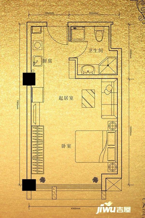 航天城上城二期1室1厅1卫55㎡户型图