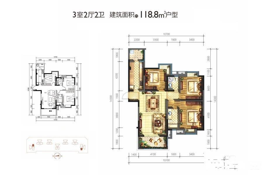 SM锦悦3室2厅2卫118.8㎡户型图