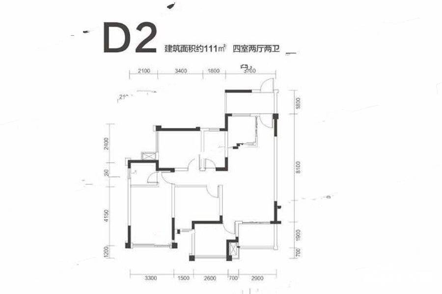 温资金港华府4室2厅1卫111㎡户型图