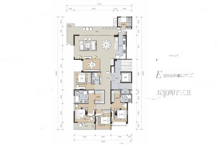 朗基紫境府5室2厅3卫249㎡户型图