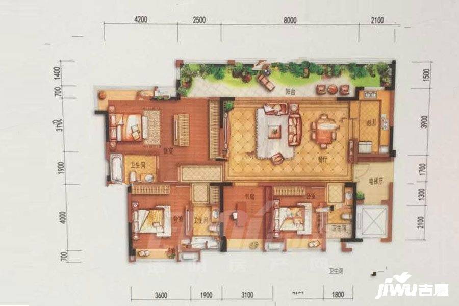 花样年大溪谷4室3厅3卫143㎡户型图