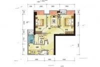 朗基城少公馆2室1厅1卫59.1㎡户型图