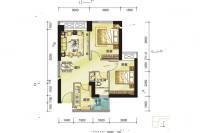 朗基城少公馆2室2厅1卫66.8㎡户型图