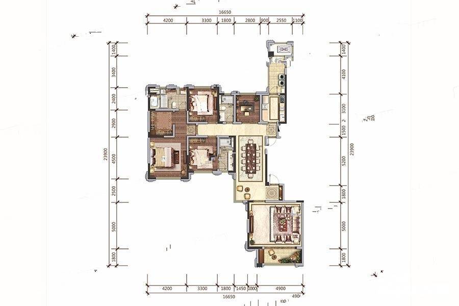 华润金悦湾4室2厅3卫213㎡户型图