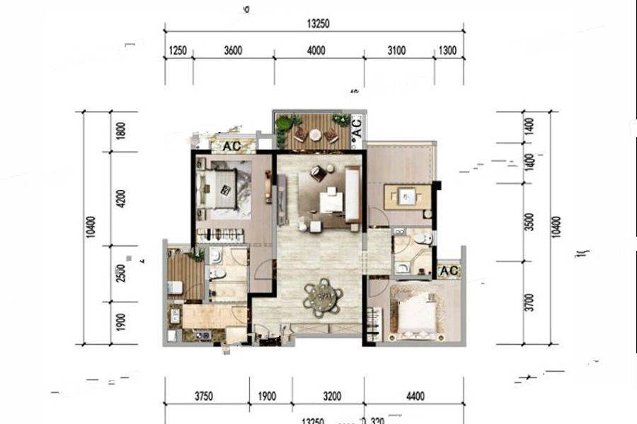 融创香璟台（新川3号）3室2厅2卫120㎡户型图