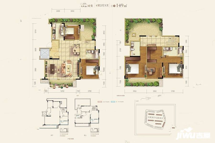 半岛云著4室2厅3卫149㎡户型图