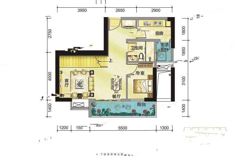 朗基城少公馆3室2厅2卫130.1㎡户型图