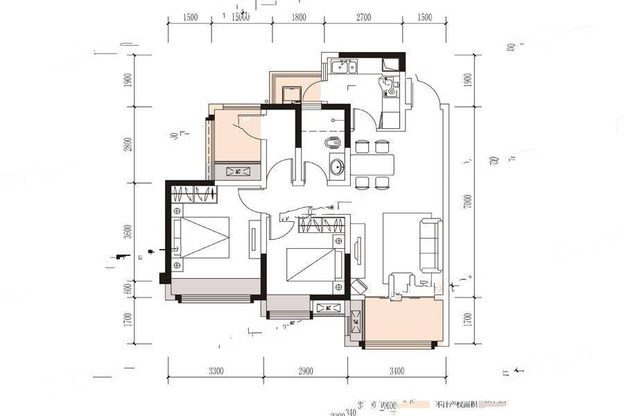 品润金樽府3室2厅1卫82㎡户型图