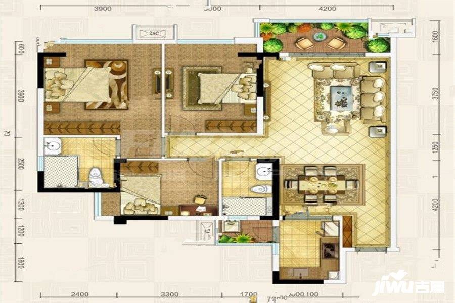 佳兆业8号君樾3室2厅2卫110㎡户型图