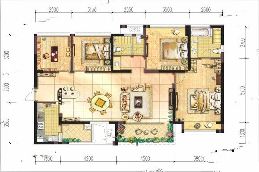 北京城建龙樾荟4室2厅2卫140㎡户型图