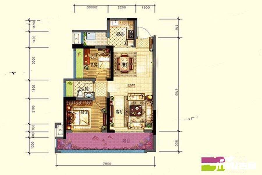 公园世家2室2厅1卫84.2㎡户型图