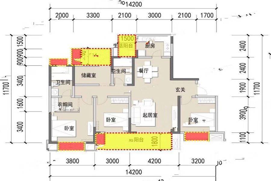 融创玖樾台4室2厅2卫146㎡户型图