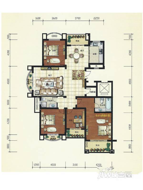 金迅达铂金府邸4室2厅2卫193.7㎡户型图