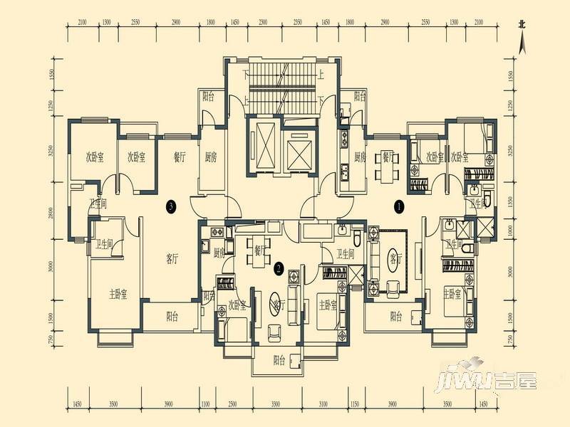 恒大御景半岛2室2厅1卫户型图