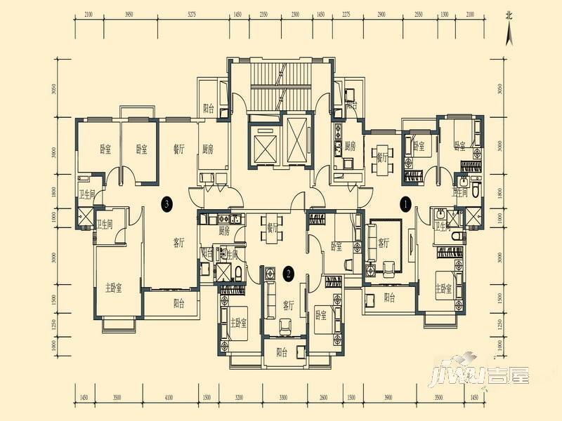 恒大御景半岛3室2厅1卫户型图