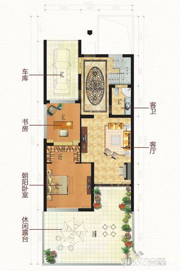 清泰半山半岛2室1厅1卫164㎡户型图