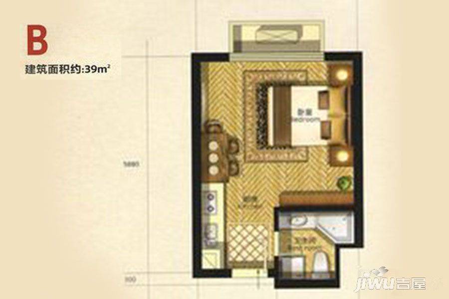 印象西城1室1厅1卫39㎡户型图
