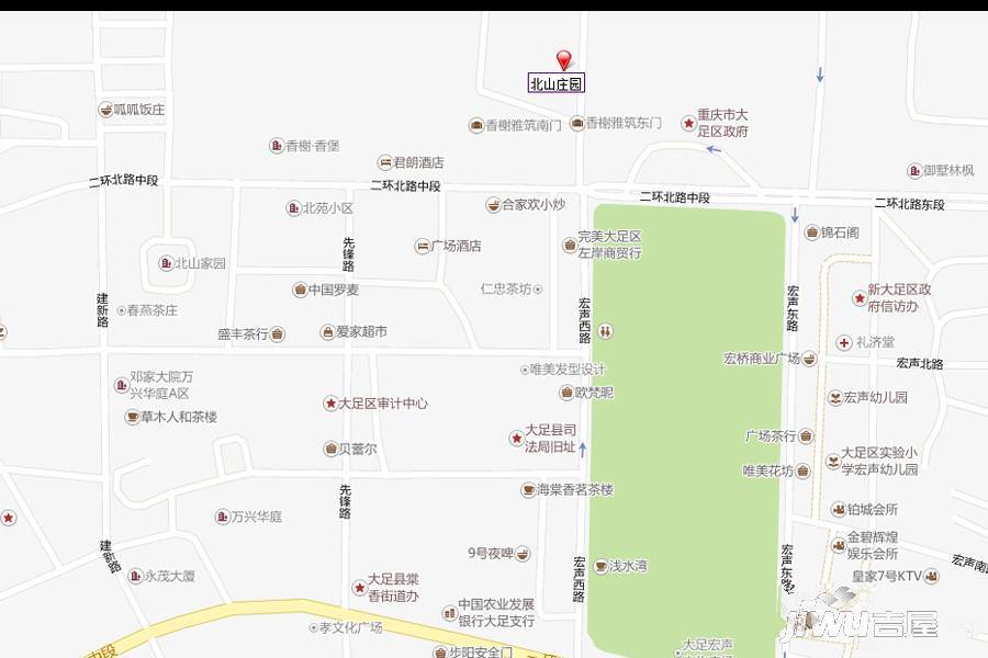 大足北山庄园位置交通图