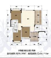 渝水坊二期3室2厅2卫96.4㎡户型图