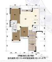 渝水坊二期3室2厅2卫119.5㎡户型图