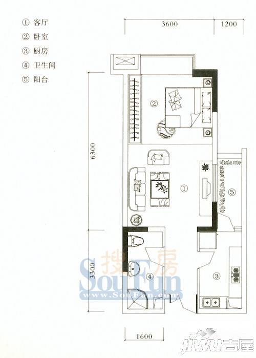 中新城上城上城国际普通住宅107㎡户型图