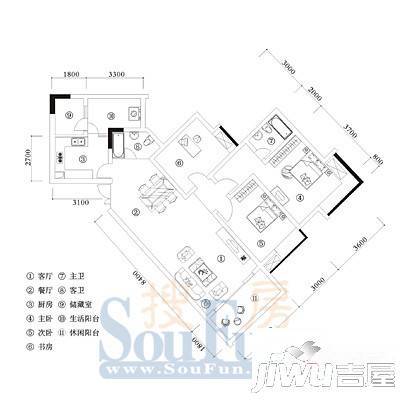 中新城上城上城国际普通住宅107㎡户型图