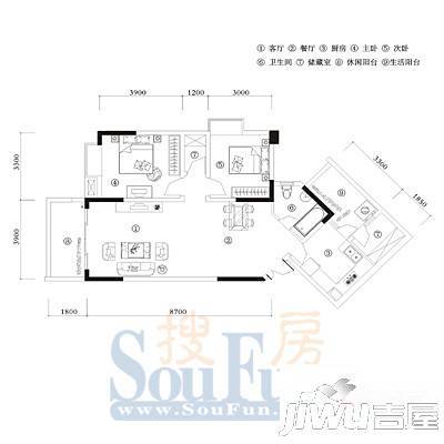 中新城上城上城国际普通住宅83.4㎡户型图