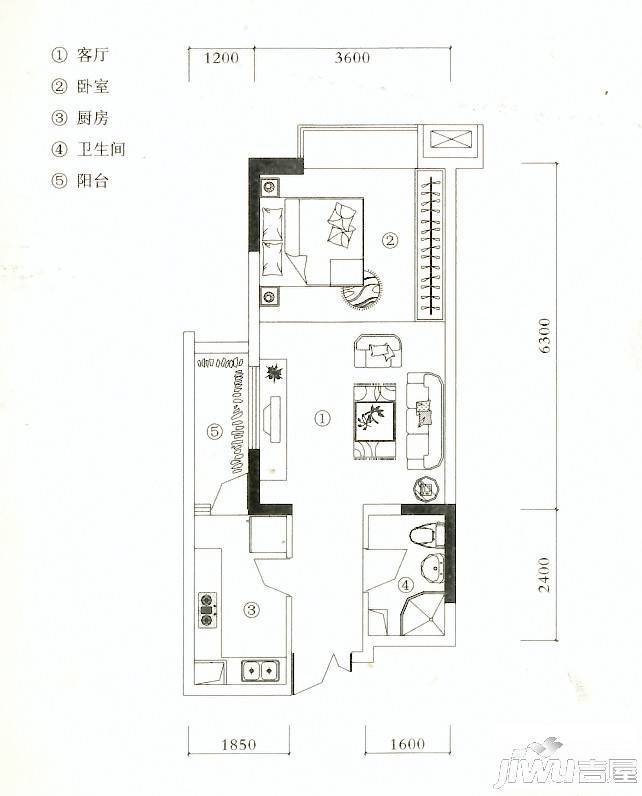 中新城上城上城国际普通住宅107㎡户型图