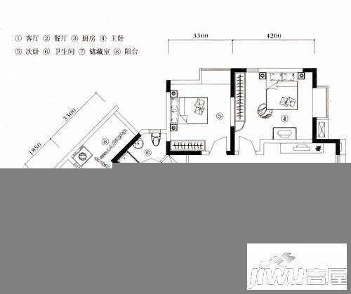 中新城上城上城国际2室2厅1卫82.3㎡户型图