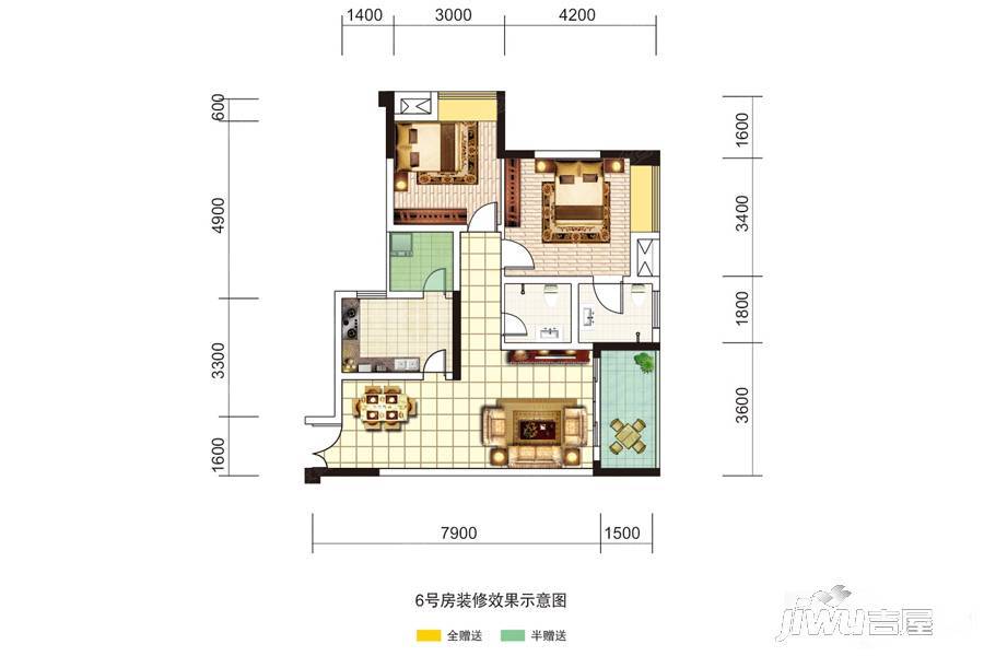 香林豪郡2室2厅2卫户型图