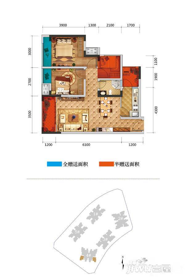 光亮天润城3室2厅1卫78.8㎡户型图