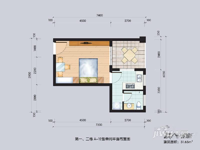 黄水林湖郡1室0厅1卫28.2㎡户型图