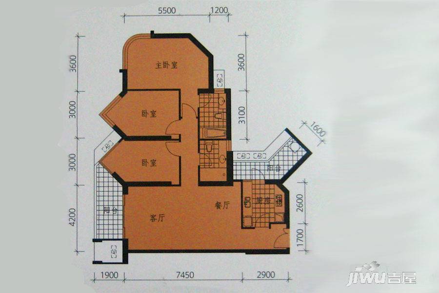 和记黄埔地产珊瑚水岸3室2厅2卫户型图