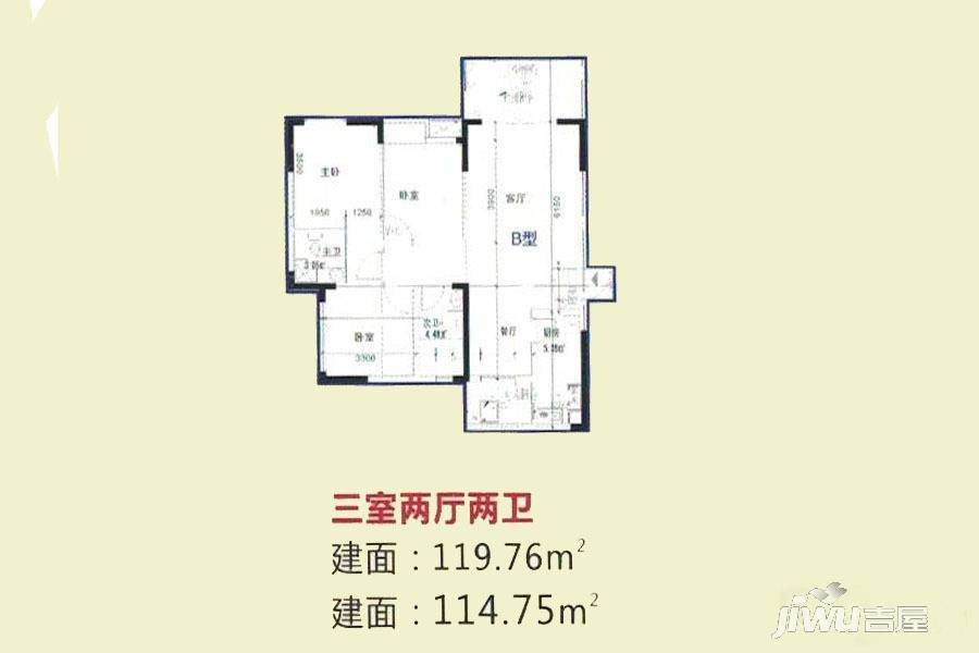 大足西湖俪都3室2厅2卫户型图