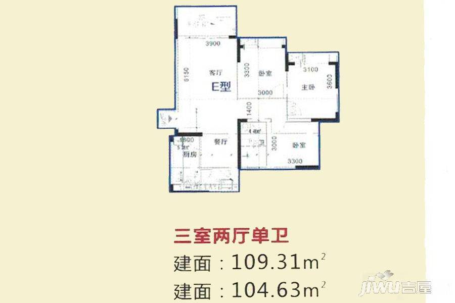 大足西湖俪都3室2厅1卫户型图