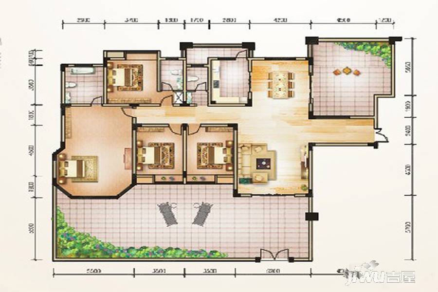 璧山鸥鹏御府4室2厅3卫226.6㎡户型图