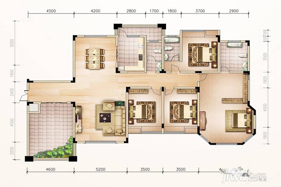 璧山鸥鹏御府4室2厅3卫223.3㎡户型图