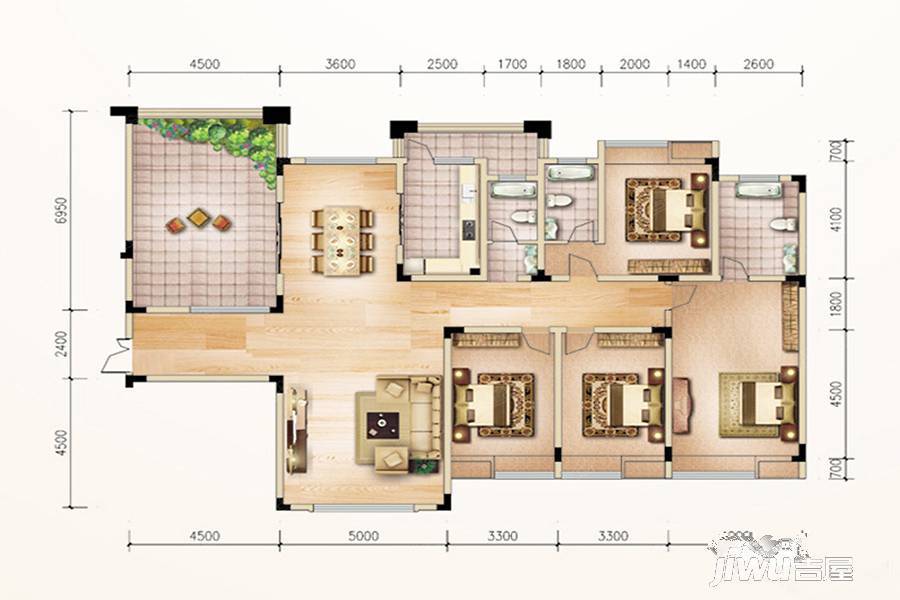 璧山鸥鹏御府4室2厅3卫213㎡户型图